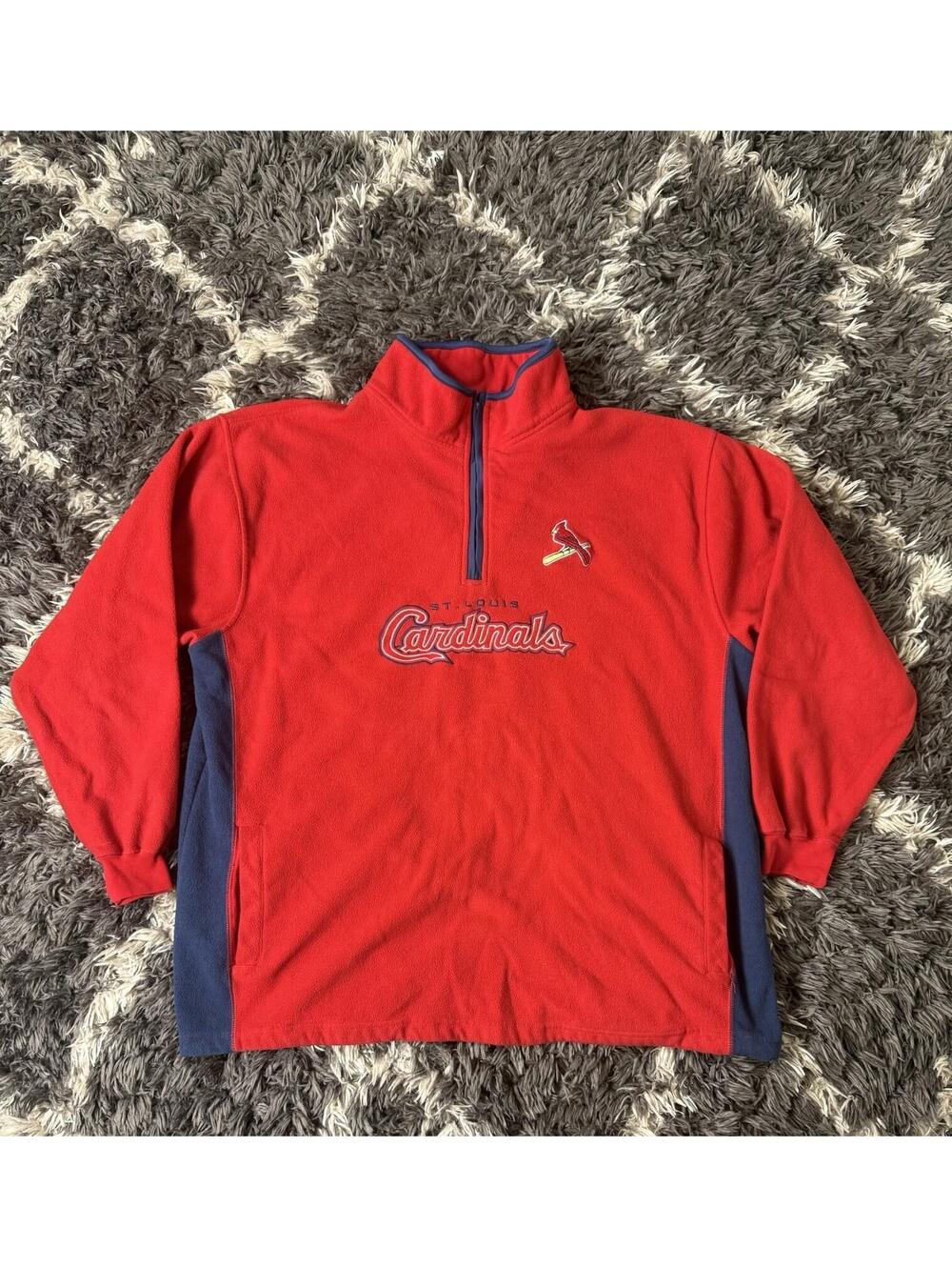 Vintage St Louis Cardinals 1/4 Zip Fleece Pullover LEE SPORT Mens XXL